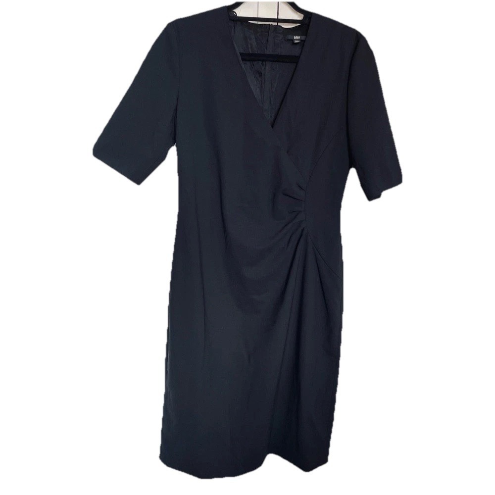 Boss Hugo Boss Donela Office Work Black Mini Dress Size 6 Smart Casual Tailored - Picture 3 of 8